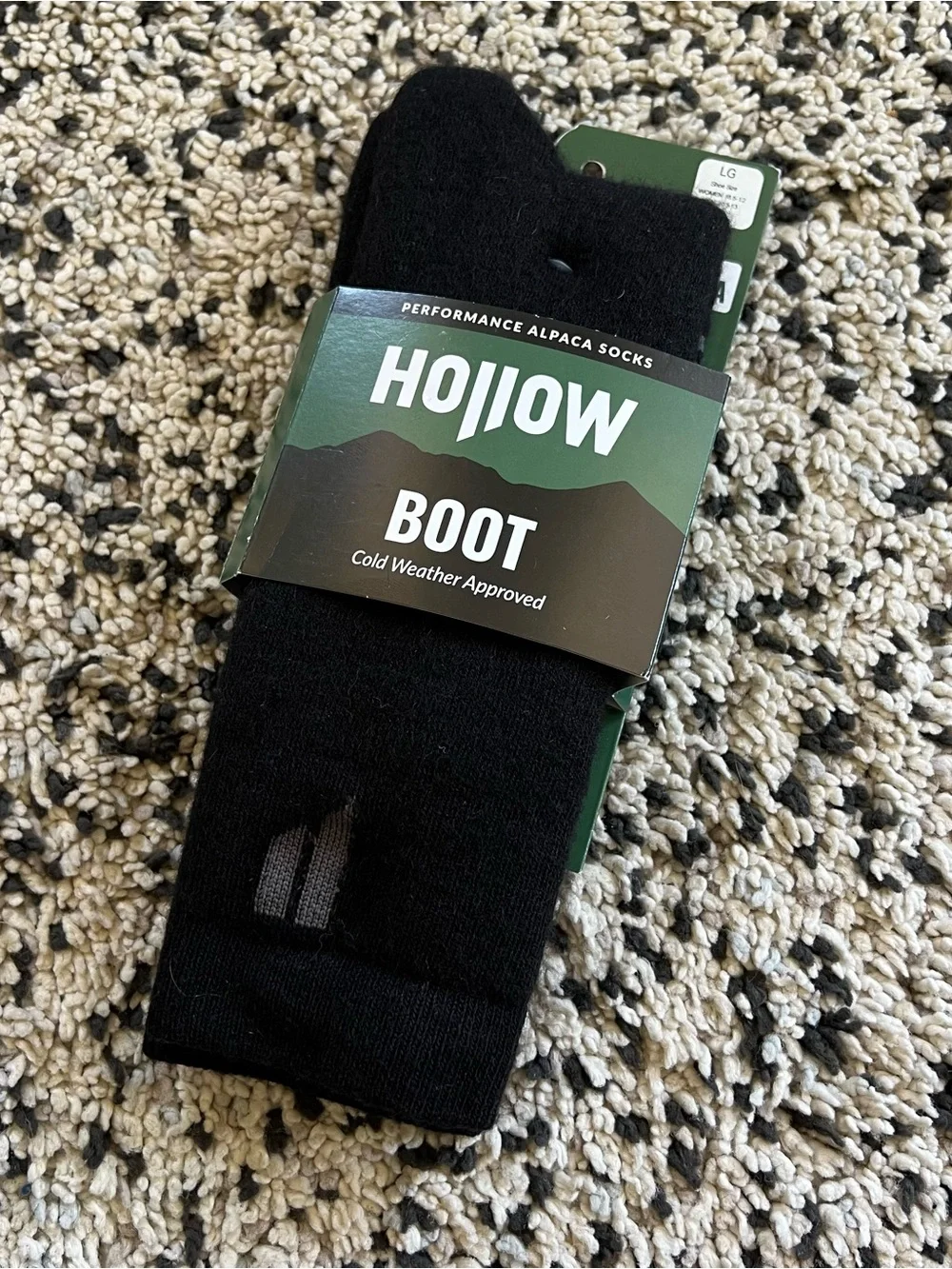 Hollow Alpaca Socks Boot Black Size Large